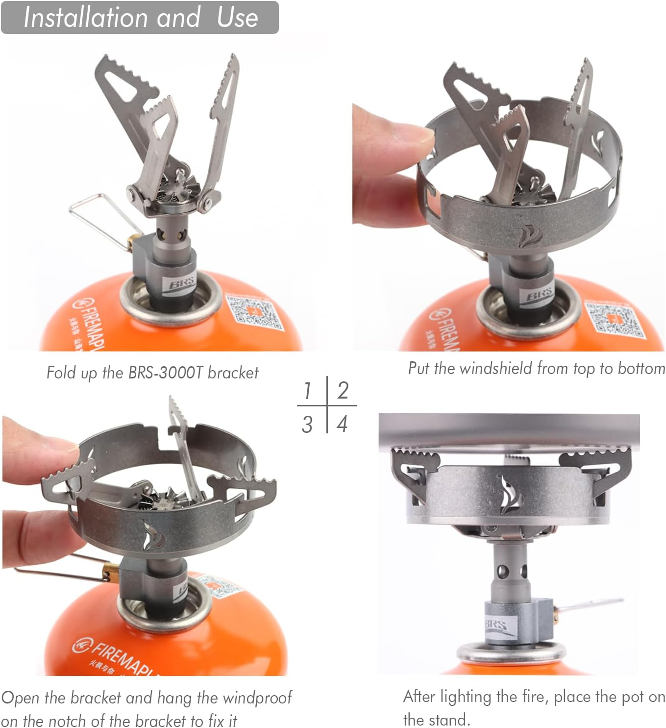 BRS Stove BRS 3000T Stove and Windscreen Combo Set Titanium Windshield Camp Stove Wind Screen with Storage Box for Outdoor Camping Backpacking image number 2