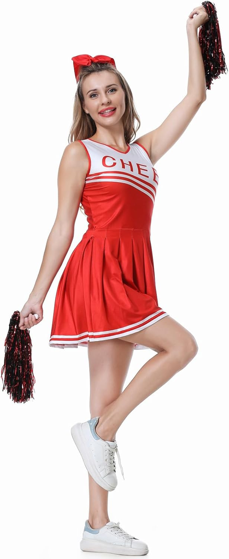 GRAJTCIN Womens Cheerleader Costume High School Girl Halloween Party Complete Cheerleading Outfit image number 2