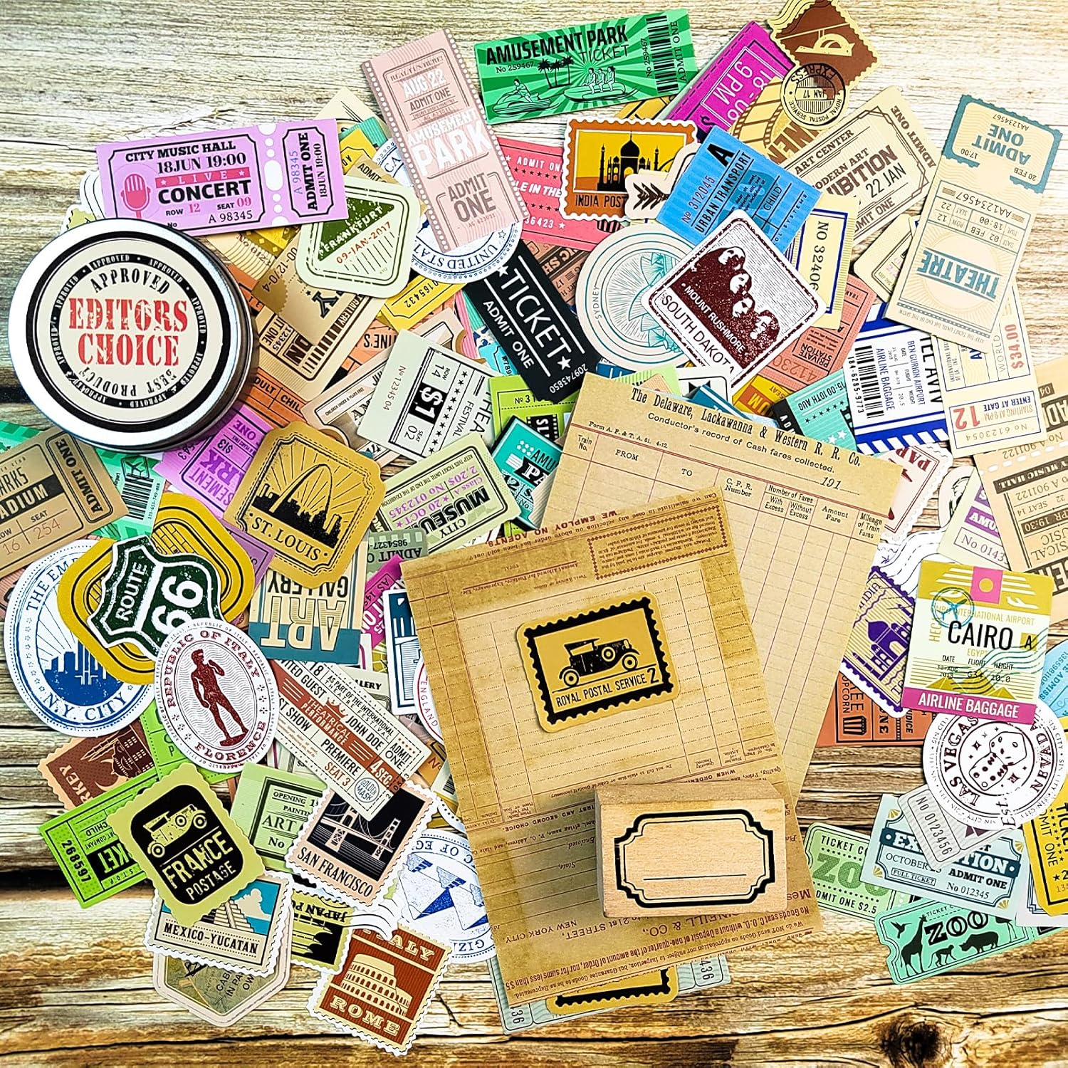 Prstincol 300 Pcs Vintage Travel Stickers Ticket Stickers for Journaling,Luggage Stickers Stub Stickers Vintage Stickers for Junk Journal Crafts Laptop Water Bottle Album Scrapbook image number 4