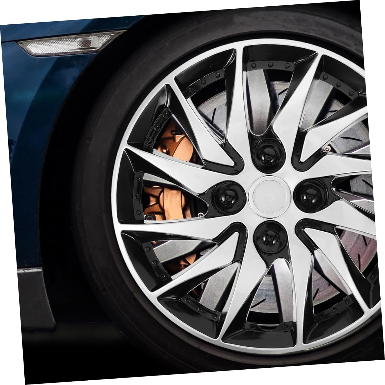 MUELODSIC Dual Color Automotive Hubcap Covers Wheel Covers for Car Easy Installation Removal Enhance Vehicle Look image number 3