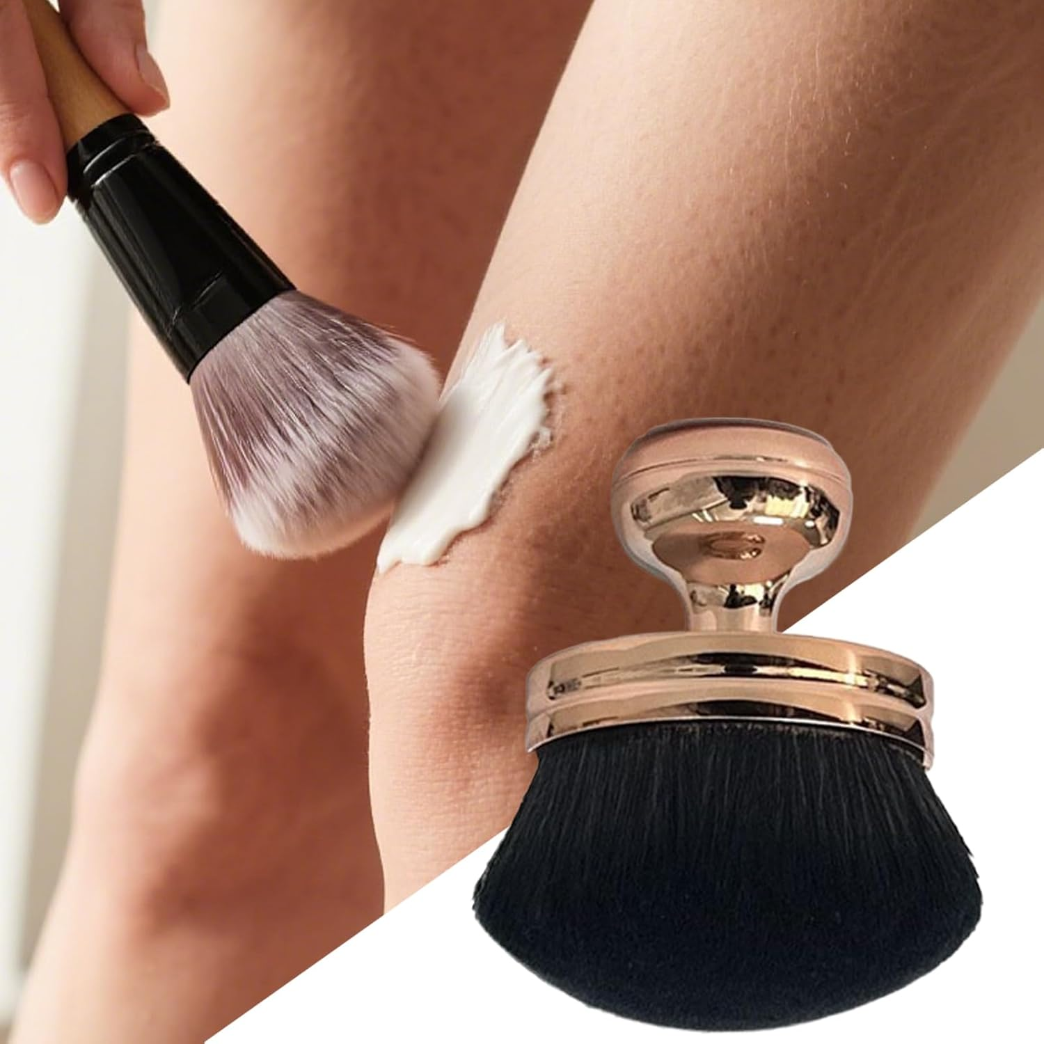 Body Makeup Brush for Legs - Blend and Blur Body Brush | Extra Coverage Makeup Accessories for Back and Legs Sunscreen Blending - Black image number 6