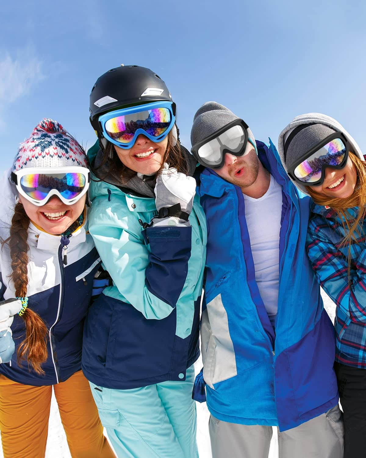 Elimoons Ski Goggles 2 Pack, UV Protection Snow Goggles for Men Women Kids Youth Adult, Anti-Fog, Wind, Dust, UV Protection, Anti-Glare, Ventilation, Non-Slip Design, Elastic Helmet Strap, Black image number 5