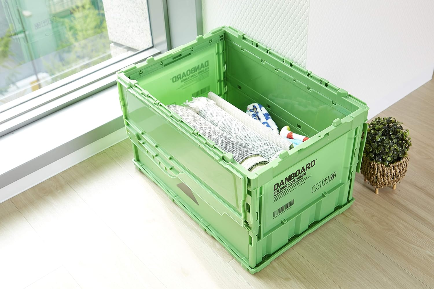 Trusco Nakayama (TRUSCO) TRC50BADNBGN Thin Folding Container with Lock Lid, Green Storage Case, Storage Box image number 5