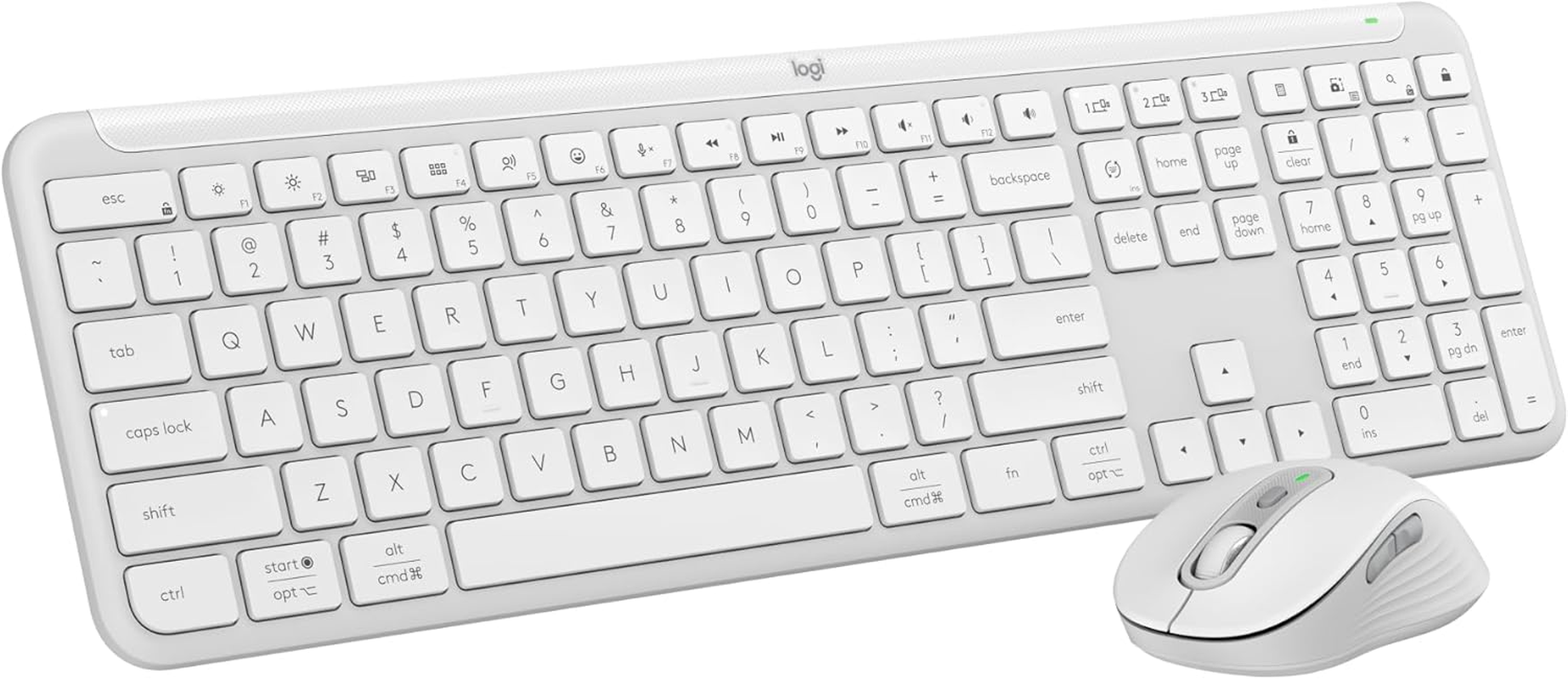 Logitech MK950 Signature Slim Wireless Keyboard and Mouse Combo, Sleek Design, Quiet Typing and Clicking, Switch across Three Devices, Bluetooth, Multi-Os, Works with Windows and Mac, off White