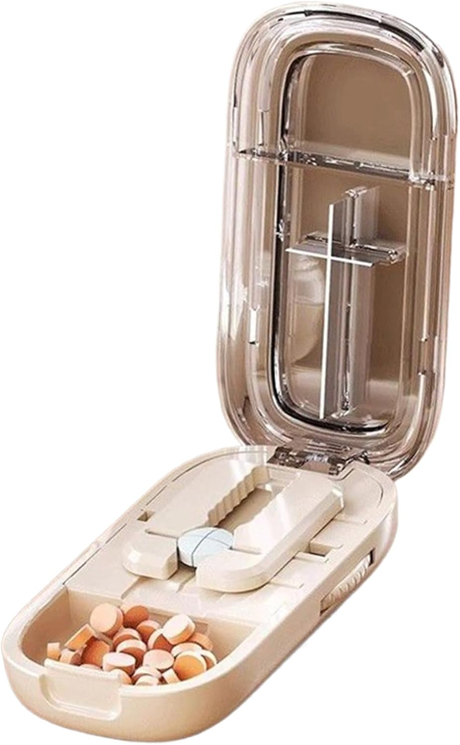 Pill Cutter Splitter, Portable Pill Cutter Splitter, Medicine Case Half or Quarter Crusher for Cutting Multiple Pills, Easy to Use with Safe 3.35X1.77X0.91 Inches