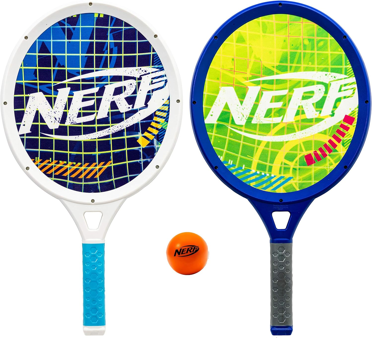 Nerf Small Driveway Tennis Set for Kids - 2 Player Kids Tennis Set - Rackets and Foam Ball - Indoor + Outdoor - (2) Rackets + Foam Ball Included image number 2