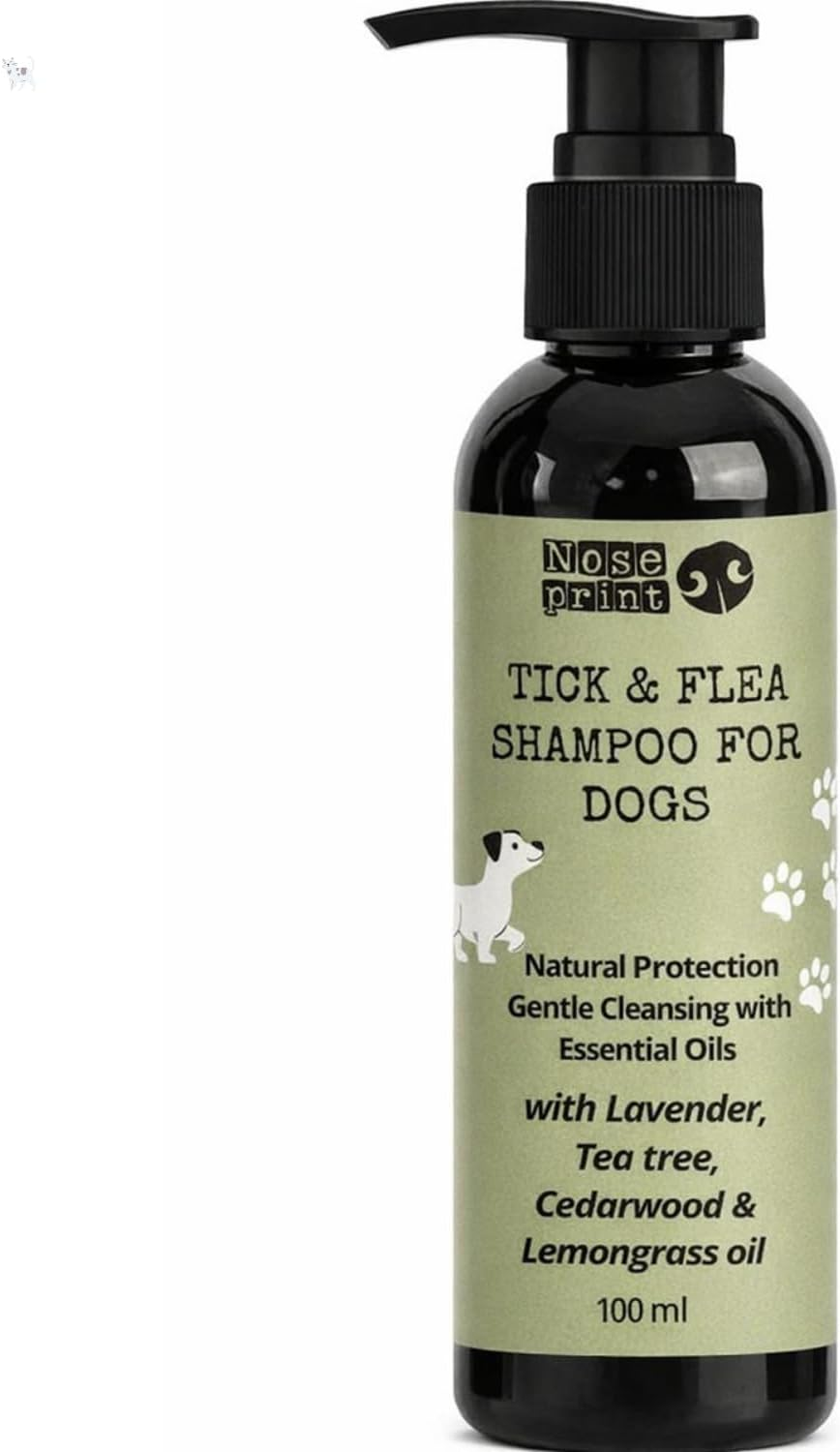 Noseprint Natural Tick and Flea Dog Shampoo, 100Ml, Botanical Cleanser with Cedarwood, Lavender, Lemongrass, Rosemary, Puppy Safe image number 1