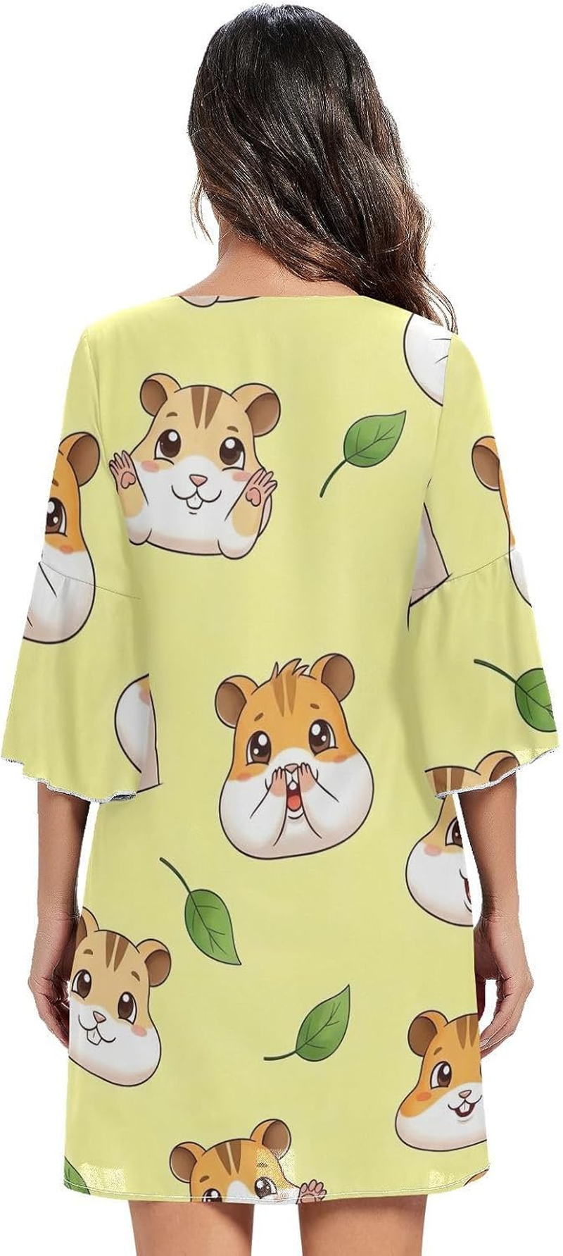 Cute Cartoon Hamster Chiffon Dress Printed Line Maternity Dress image number 4