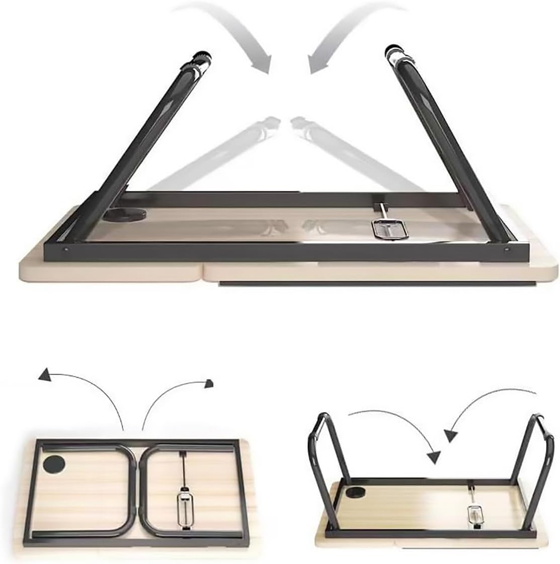 AIMALL Adjustable Foldable Laptop Desk for Bed and Sofa with 5-Stop Height Settings, Small Computer Study Table for Dormitory, Home Office, Walnut and White Maple Finish - White Maple image number 5