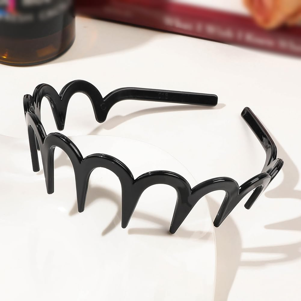 JIHUOO 4 Pack Plastic Zigzag Headbands Wavy Tooth Comb Hair Band Teeth Hair Hoop Wave Hair Bands Non-Slip Hair Bands Sports Hair Band Effortless Hair Accessories for Women image number 5