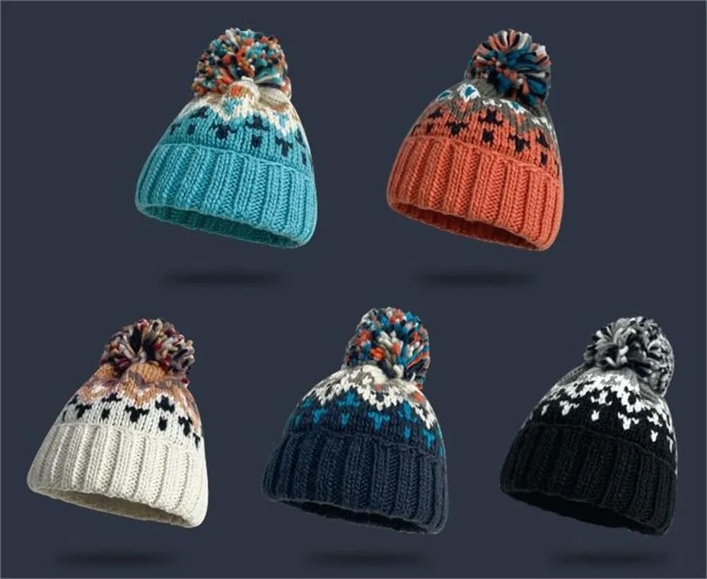 Cashmere Woman Winter Beanie Hat with Pompom - Autum Warm Wool Skullies Beanies, Winter Hat for Woman image number 4