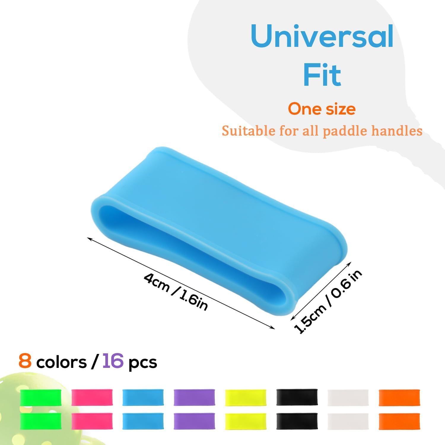 16Pcs Pickleball Paddle/Racket Grip Bands, Personalized Accessories DIY Gifts Silicone Ring Name Band for Racquetball Racket Pickleball Lovers Tennis Paddle Fixing Overgrip Tape (8 Colors)