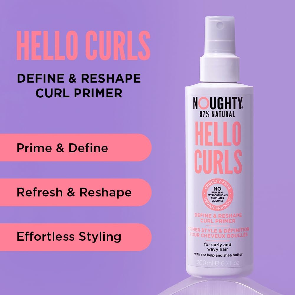 Noughty 97% Natural Hello Curls Define and Re-Shape Curl Primer, 97% Natural Sulphate Free Vegan Haircare, Vitamin Rich Formula for Curly and Wavy Styles, with Sea Kelp and Shea Butter 200 Ml Spray image number 6