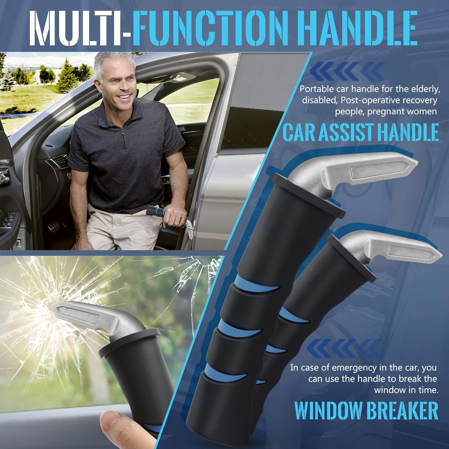 2 Pack Car Door Handle for Elderly - Vehicle Support Assist for Handicapped, Portable Auto Suitable for Seniors, Handicap, Injured image number 1