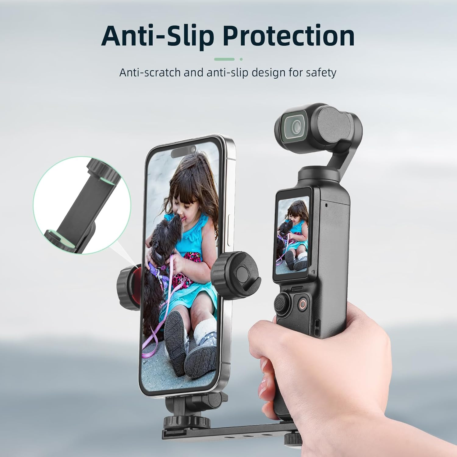 BRDRC Pocket 3 Phone Holder Mount, Metal Expansion Adapter Phone Clip with 1/4&rdquo; Screw and Cold Shoe for DJI Osmo Pocket 3 Creator Combo Accessories - Can Be Used with Tripod Selfie Stick image number 6