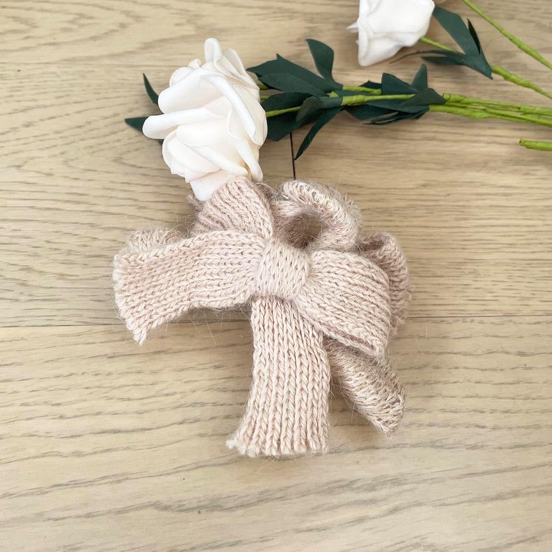 Resweky Hair Barrettes Bowknot Winter Wool Yarn Hair Clips Cute Hair Clips for Women Girls Brown image number 6