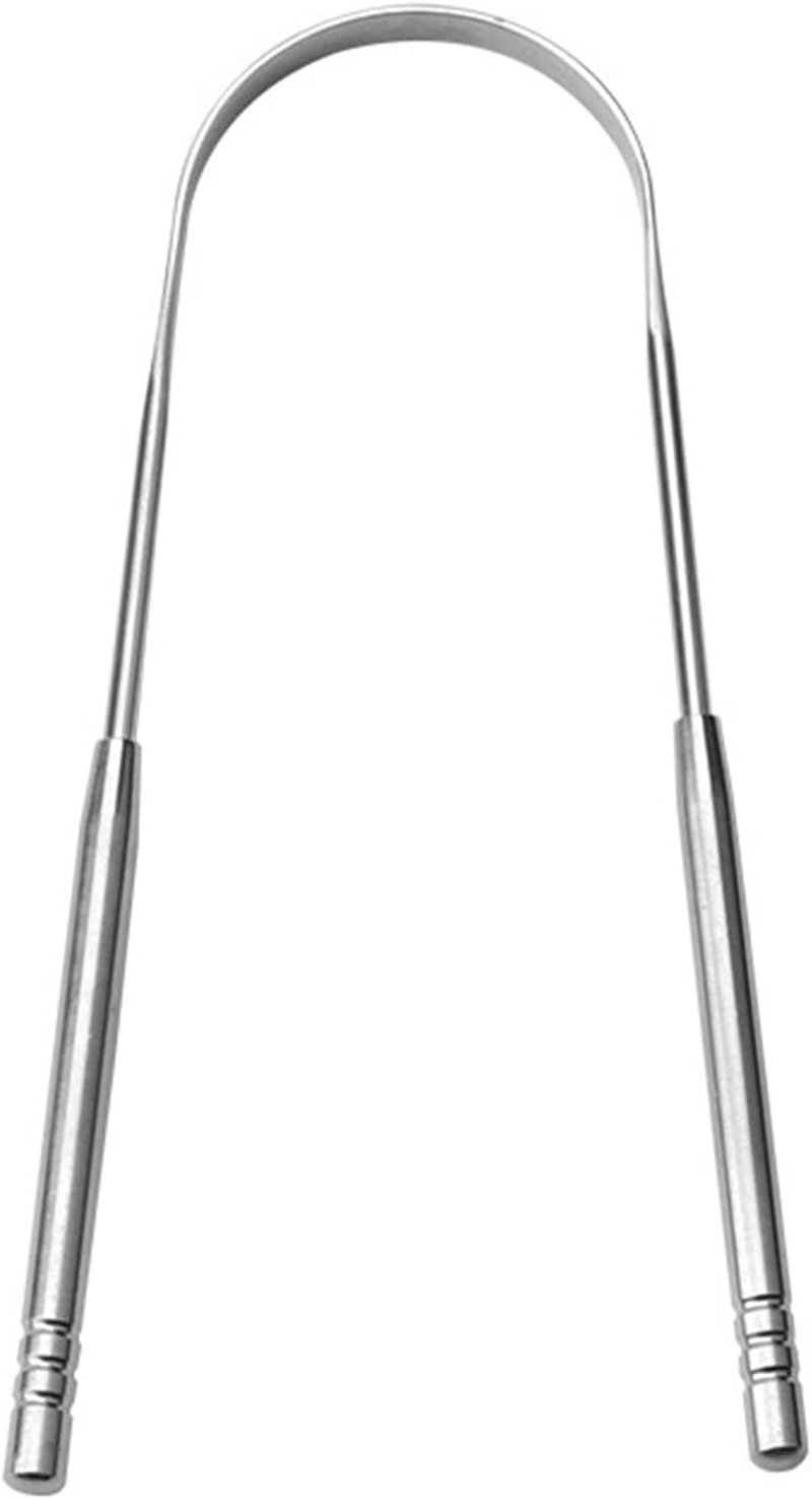 Tongue Scraper for Adults - Tongue Scraper Cleaner Health - Tongue Brush Reusable Portable Stainless Steel Tongue Scrapers, Reduce Bad Breath Maintains Oral - Silver U-Shaped Tongue Scraper image number 2
