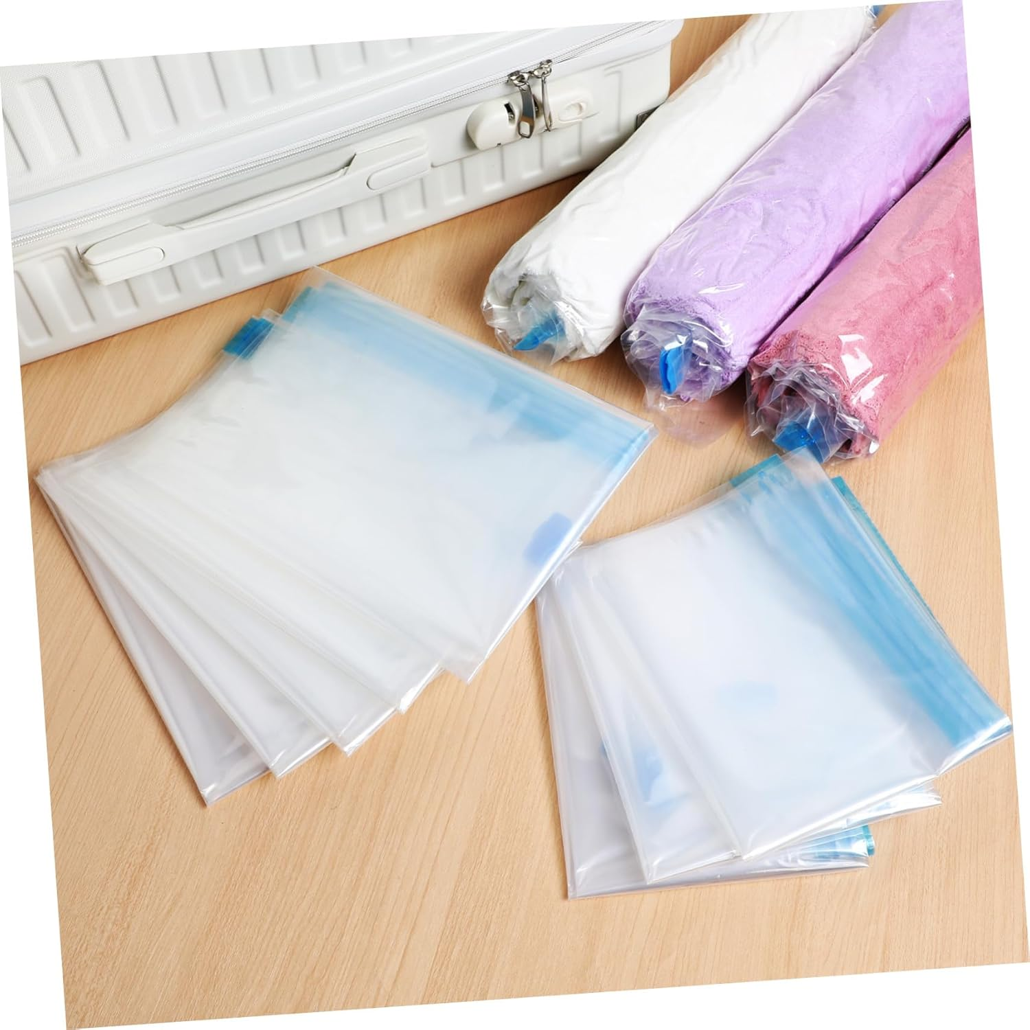 CAXUSD 12Pcs Travel Toiletries Products Compression Packing Cubes Vacuum Bags for Travel Portable and Convenient Camping Hiking image number 2