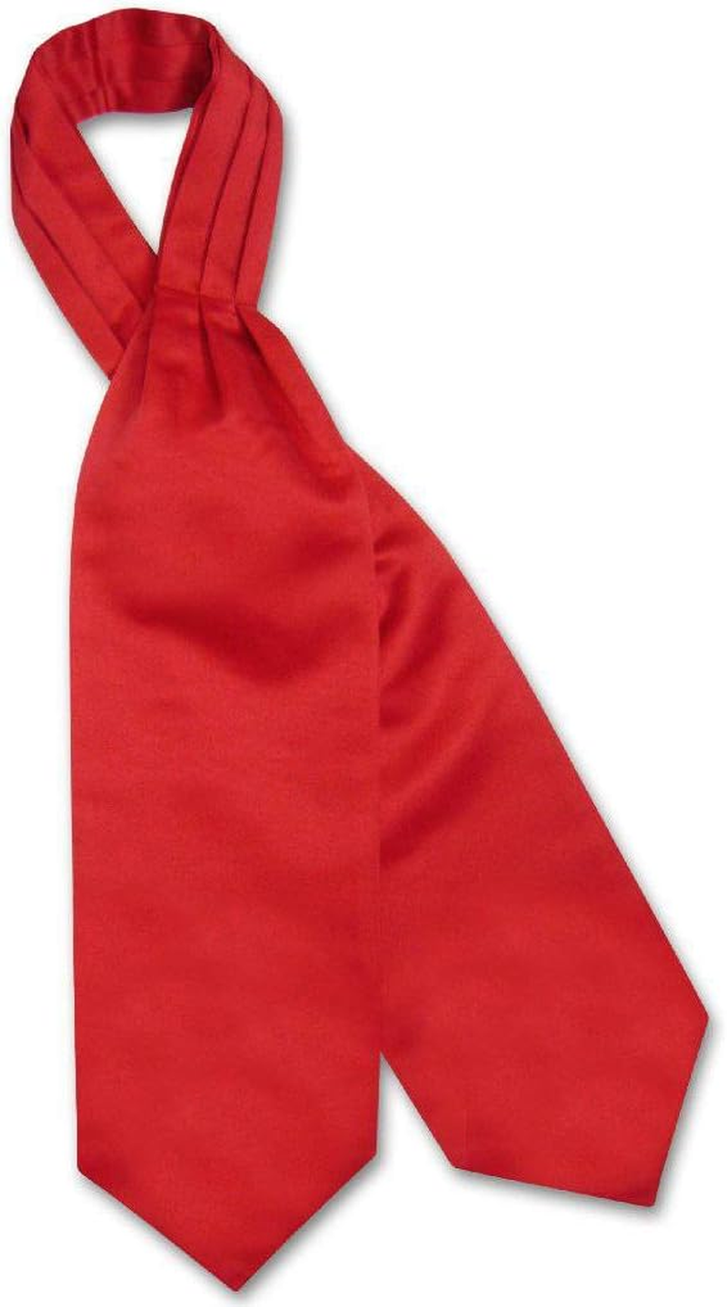 Vesuvio Napoli ASCOT Solid RED Color Cravat Men'S Neck Tie