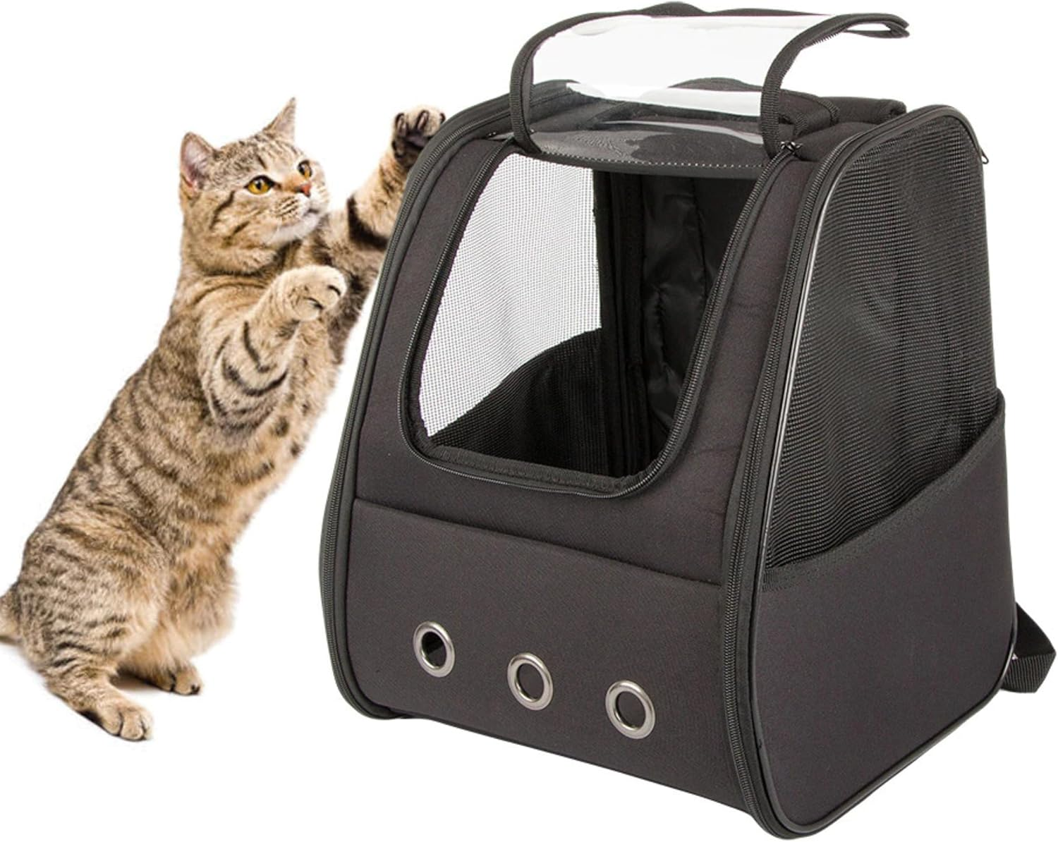 PARENCE. - Cargo Backpack for Cats and Small Dogs - Ventilated & Foldable with Transparent Window - Adjustable Straps, Removable Liner, Ventilated Nets - up to 10Kg image number 4
