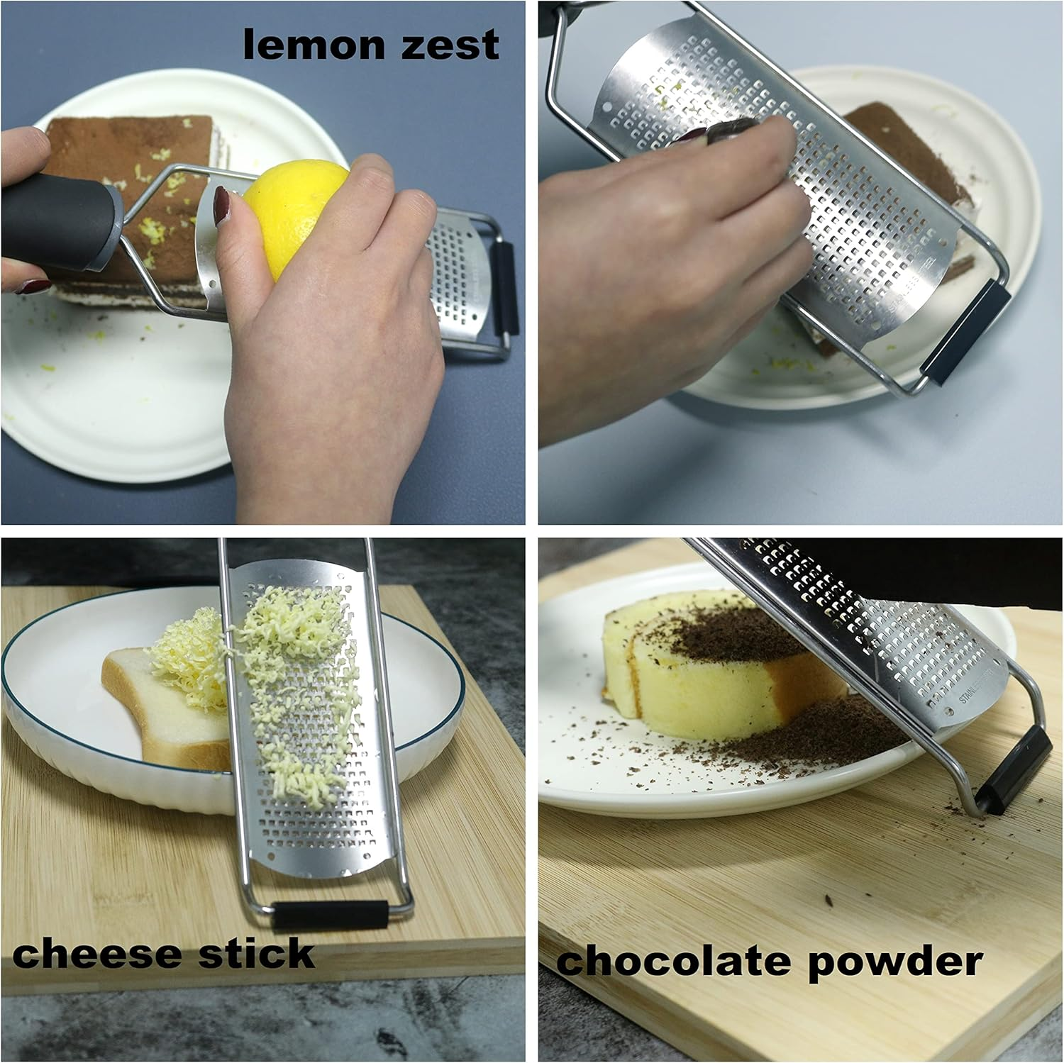 Cheese Zester Grater Handheld with Handle-Lemon Citrus Zester Tool Graters for Kitchen Stainless Steel Salad Spinner Cake Decorating Supplies, Perfect Kitchen Gadgets Zucchini Nutmeg Ginger Peeler image number 6