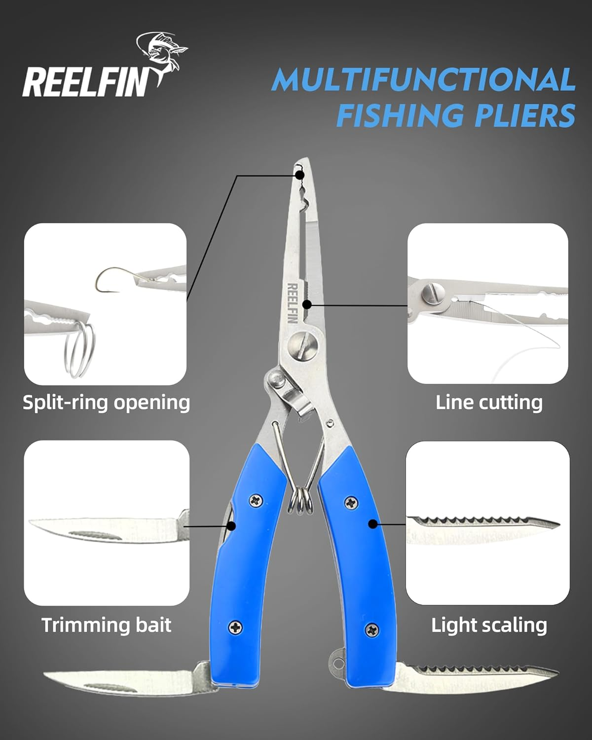 Reelfin 3-In-1 Folding Landing Net Set &ndash; 90Cm Deep Net, Fish Gripper & Lure Pliers, Portable Fishing Kit for Freshwater & Saltwater image number 2