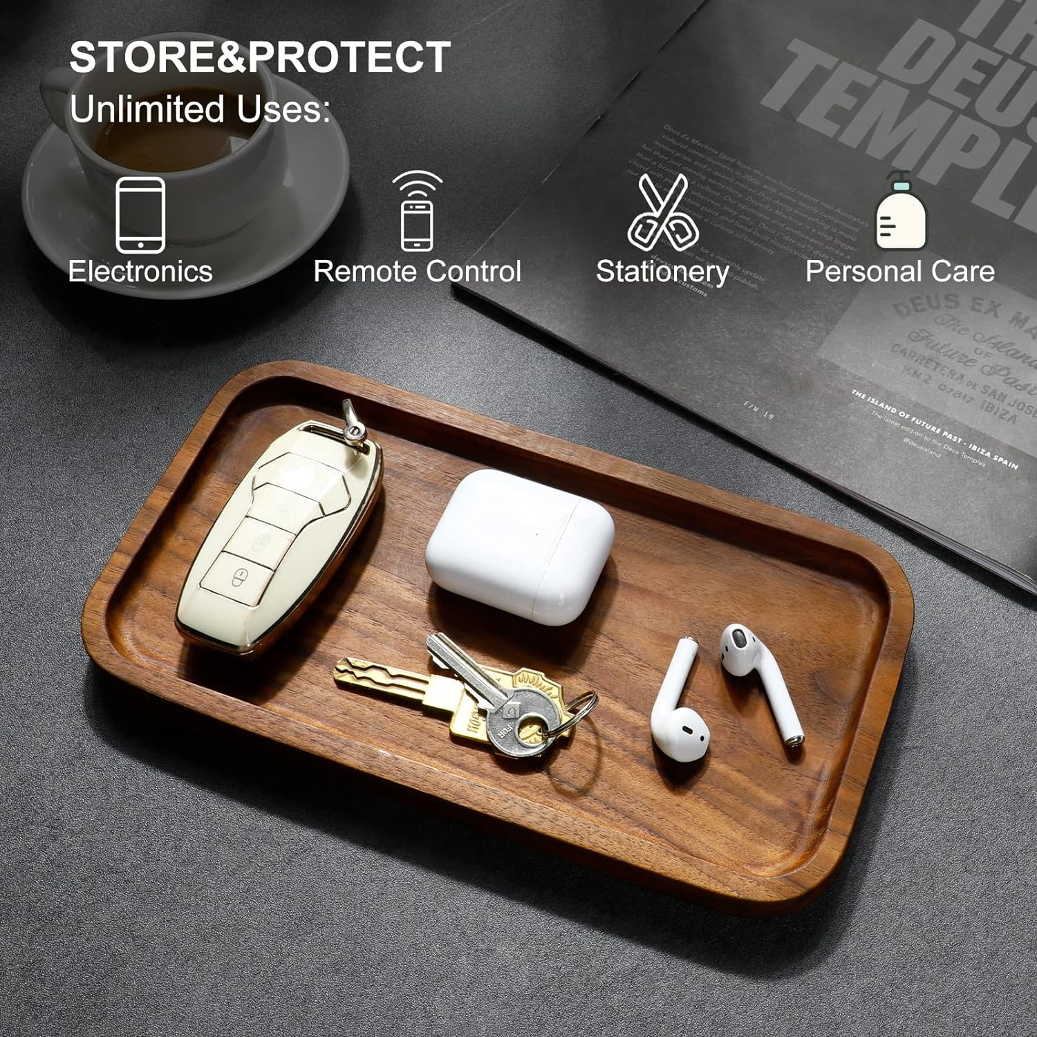 Trays, Wood Tray, Walnut Tray, Storage and Gift-Giving, Retain Wood Grain and Complete Pores, a Whole Piece of American Walnut （Walnuts D03R1 ）