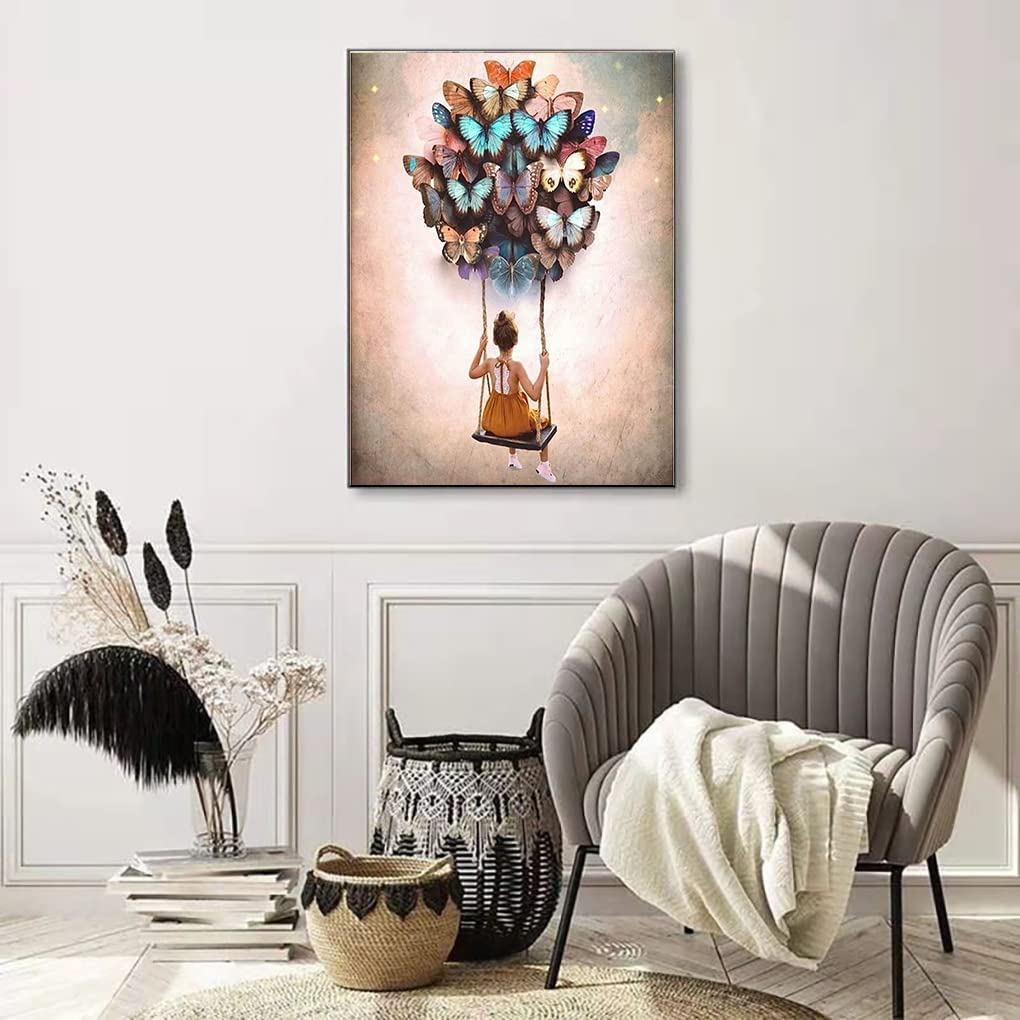 Paint by Number for Adults.Butterflys Girl DIY Acrylic Painting Kit for Kids and Adults Beginner &ndash; 16&rdquo; X 20&rdquo;With 3 Brushes and Bright Colors image number 2