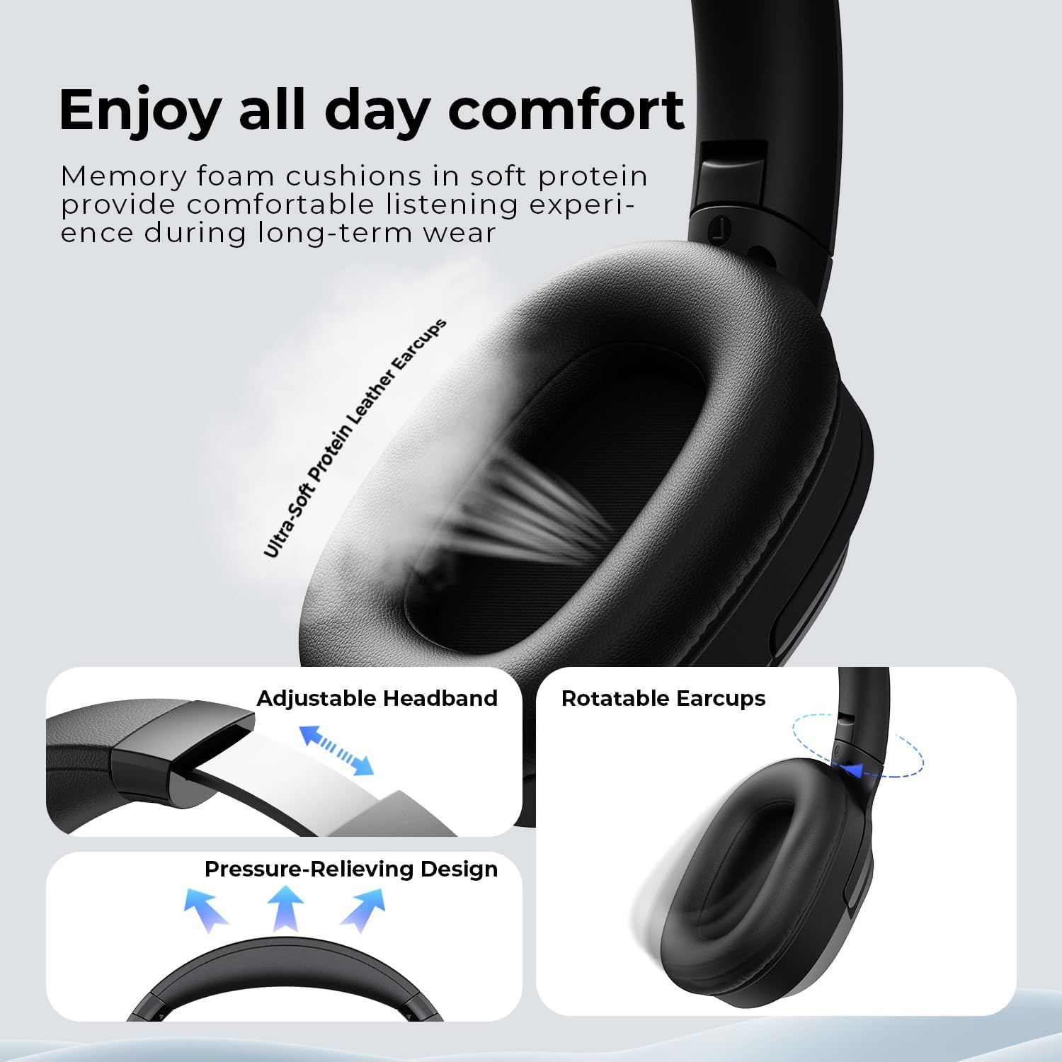 Havit Active Noise Cancelling Headphones, Wireless over Ear Bluetooth Headphones with 60Ms Low Latency Game Mode, 50H Playtime, Foldable Overhead Headphones with Deep Bass, Bluetooth 5.4, App Control image number 1