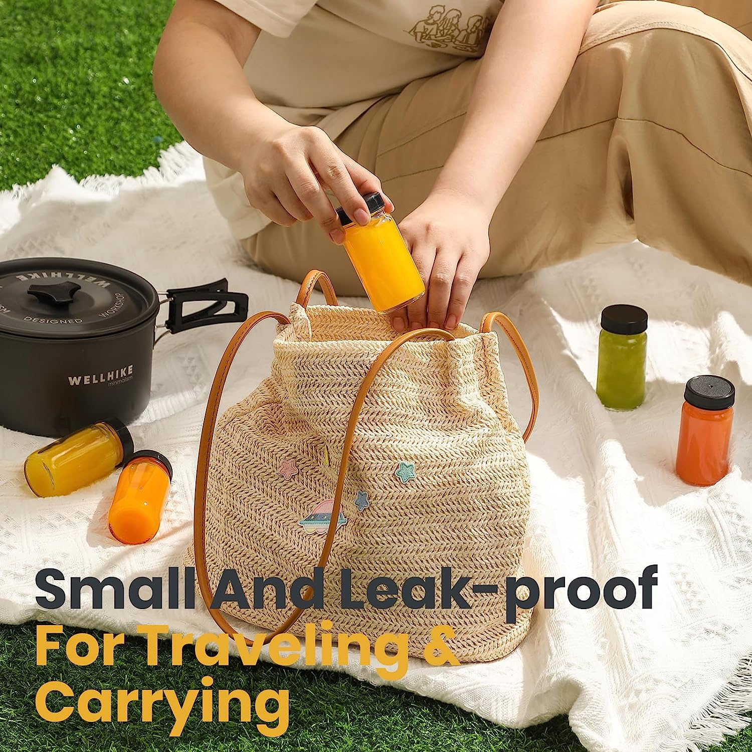 15 Pack 2 Oz Glass Shot Mini Bottles W/ Black Lids & 15 Labels - Small Clear Jar for Ginger, Wellness Shot, Juice, Sample, Whiskey - Travel Essentials - Wide Mouth, Leakproof, Dishwasher Safe image number 2