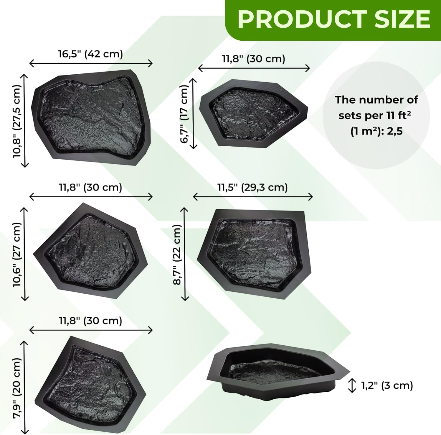 Betonex 6 Pcs Flagstone Molds ABS 2Mm Cement Mold - Reusable Paver for DIY Stepping Stone - Casting Pathmaker Garden Pathmate Pavement Precast Concrete Forms and Walkway image number 6