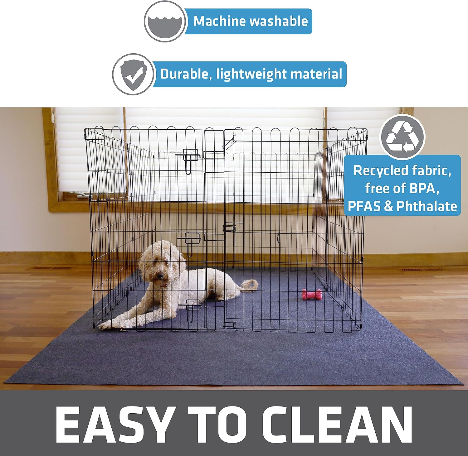 Drymate Dog Playpen Mat, Absorbent, Waterproof, Non-Slip, Machine Washable, XL Size (60&rdquo; X 74&rdquo;), Reusable Puppy Pad for Training, Whelping, Housebreaking, Incontinence, and Crate/Kennel (USA Made) image number 2