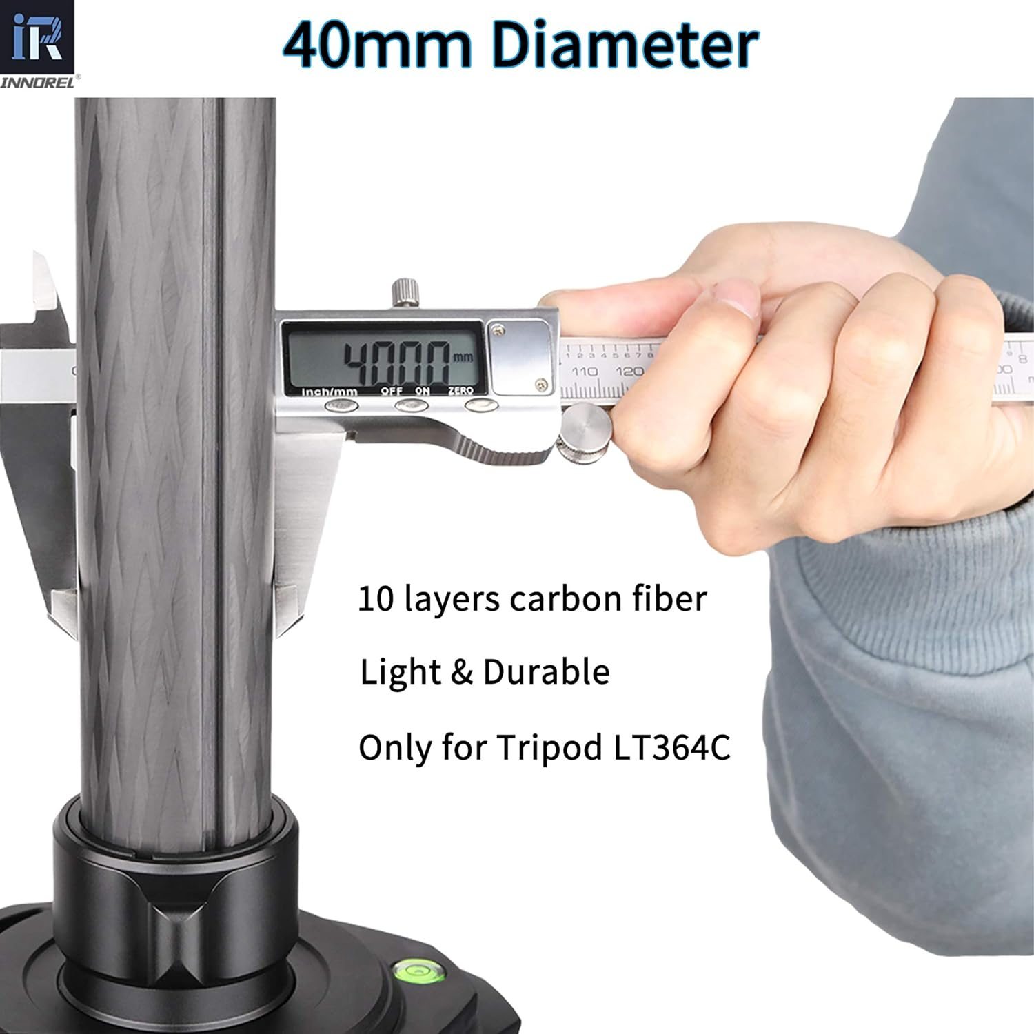 Tripod Center Column-Innorel ER40C, 10 Layers Carbon Fiber 1.8In/40Mm Tube Mid-Column Professional Extension Rod Only Suit Heavy Duty Tripod of LT364C for Digital DSLR Camcorder Camera Shooting image number 1