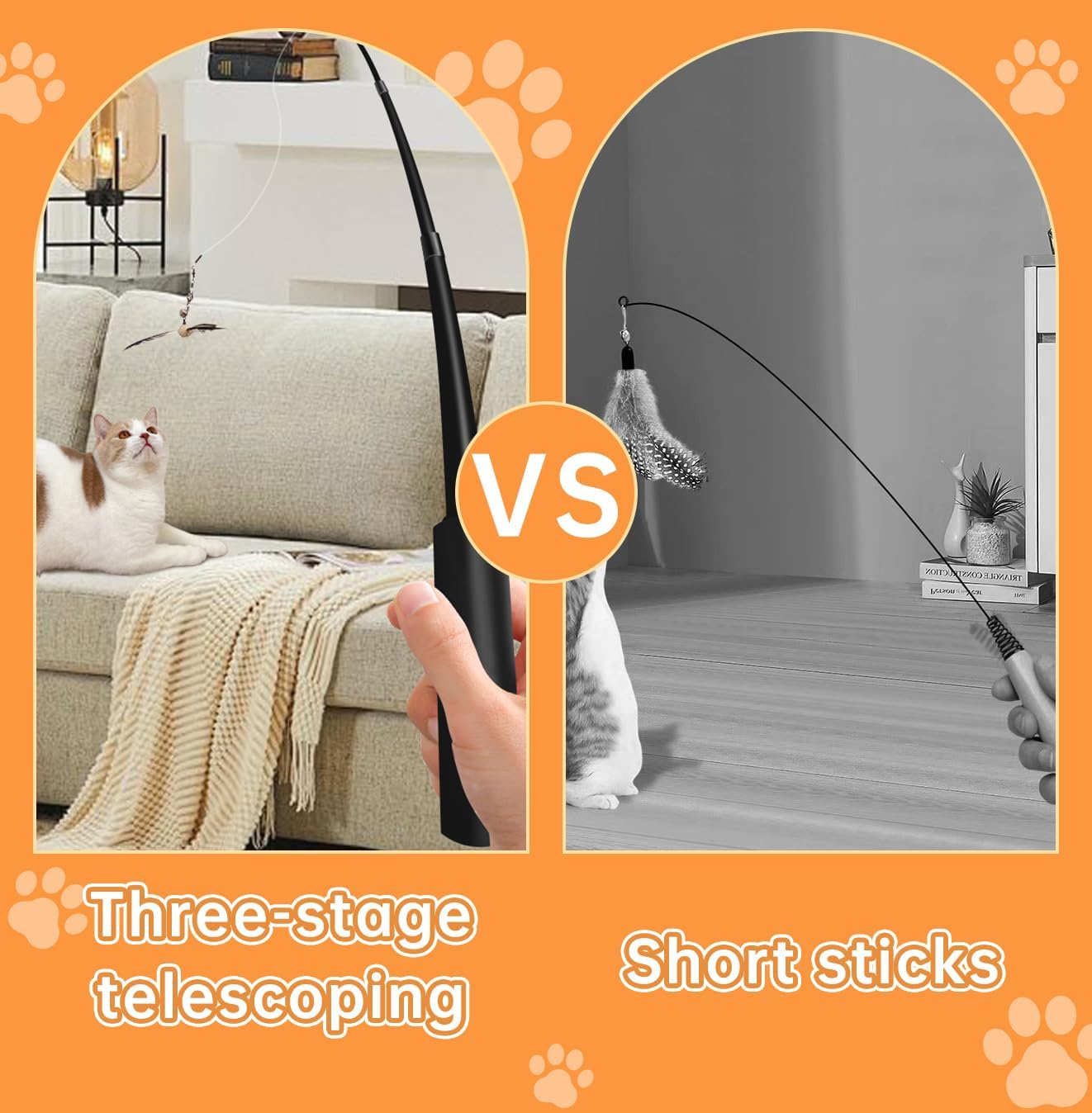 Cat Toys Natural Feather Cat Wand with 3-PCS Refills Chemical-Free Indoor Play for Cats image number 5