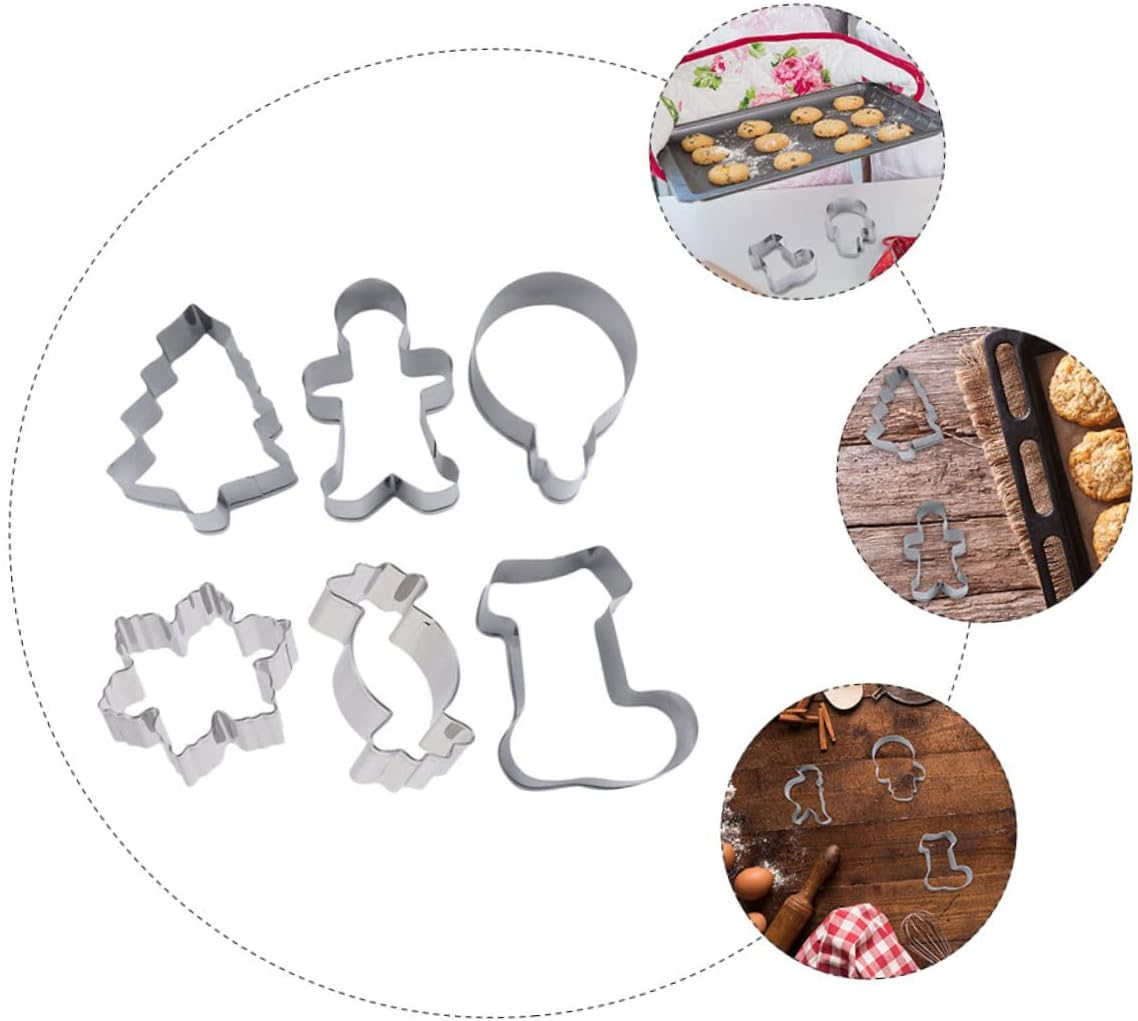 6Pcs Stainless Steel Christmas Cookie Cutters Gingerbread Man Mold for Christmas Baking
