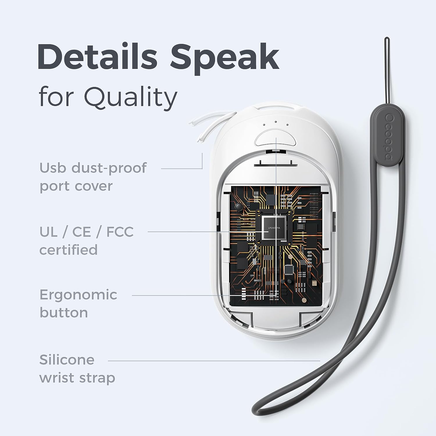 OCOOPA Magnetic Rechargeable Hand Warmers 2 Pack, Ultrathin Electric Handwarmers, Portable Pocket-Sized Heater,Perfect Gifts for Men, Women Purse Must Haves, Union UT3 Lite image number 3