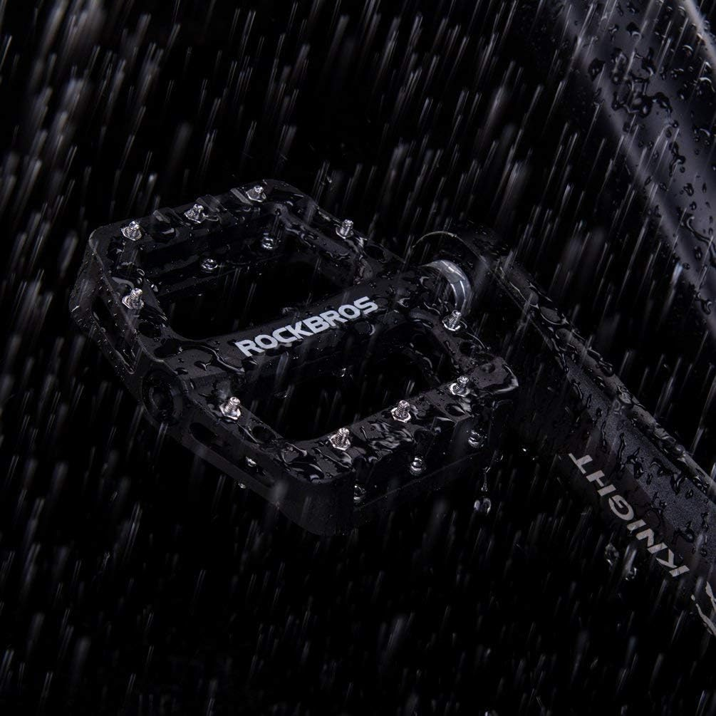 ROCKBROS Lightweight Mountain Bike Pedals Nylon Fiber Bicycle Platform Pedals for Road MTB 9/16" - Black image number 6