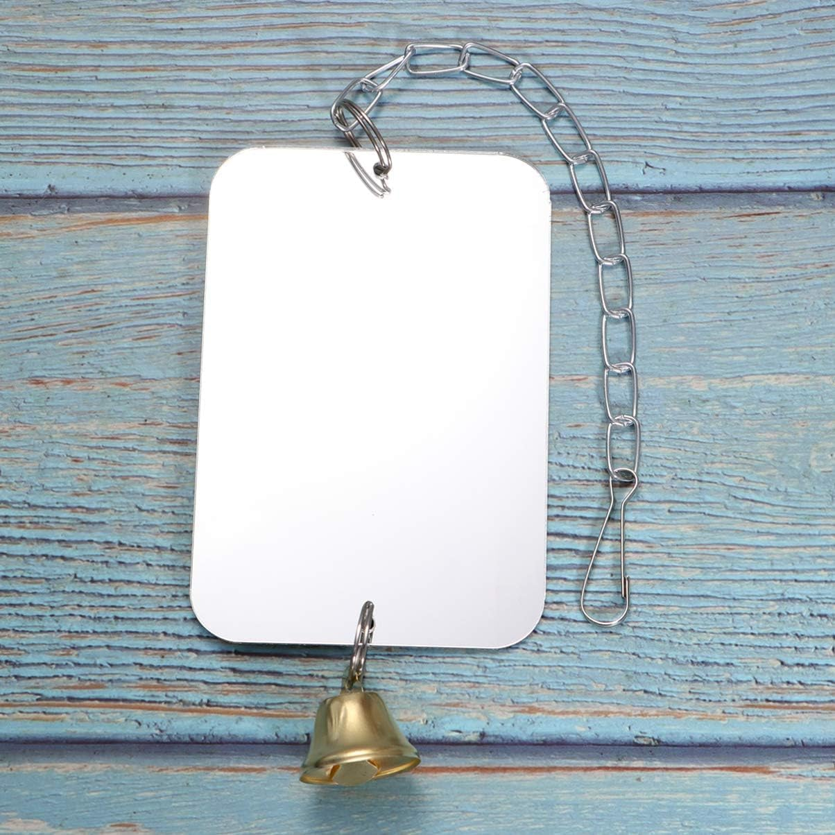 1Pc Cage Hanging Decor - Parrot Toy with Mirror for Budgies, Parakeets & Birds, Bird Cage Mirror & Swing for Chewing Fun, Safe & Durable Bird Accessory