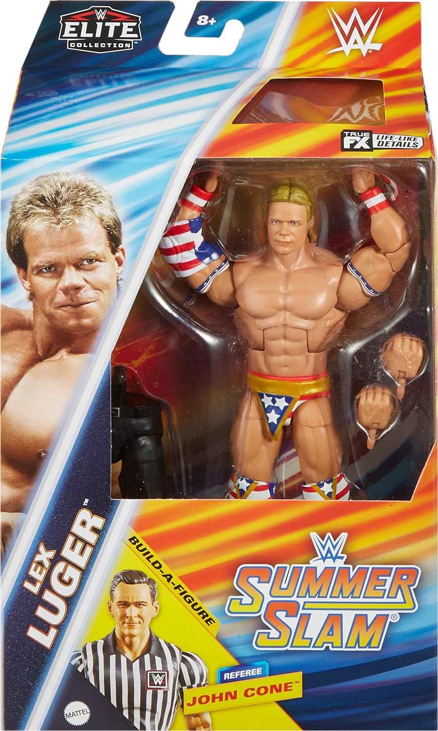 Mattel WWE Elite Collection Action Figure Summerslam Lex Luger with Accessory and Referee Build-A-Figure Parts image number 4