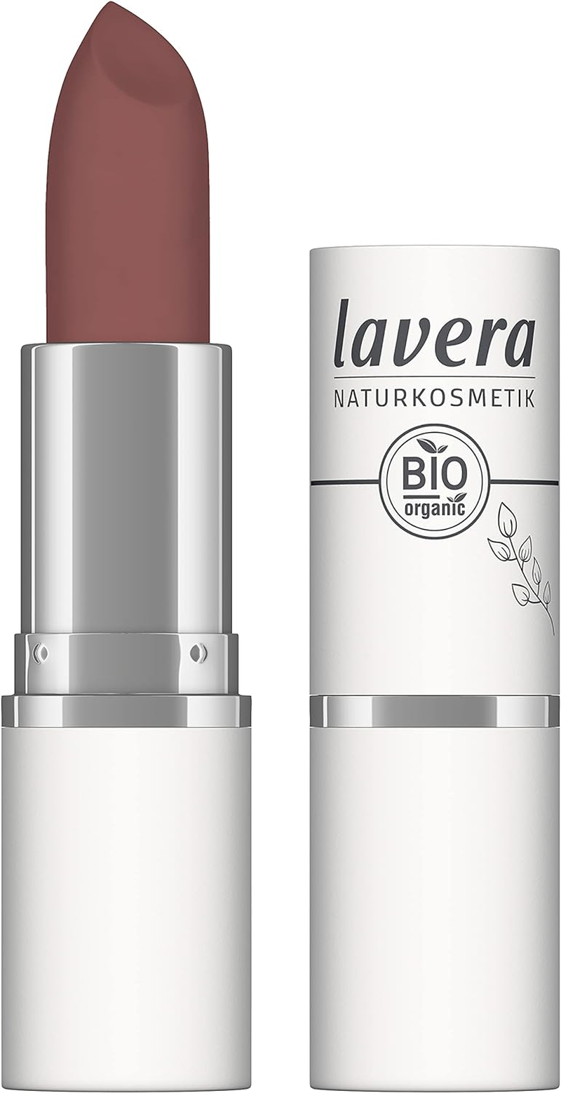 Lavera Velvet Matt Lipstick - Berry Nude 01 - Lipstick - Gluten Free - No Silicone - No Mineral Oil - No Microplastic - Creamy, Matte Texture - Organic Flower Butter - Organic Sunflower Oil - 4.5 G