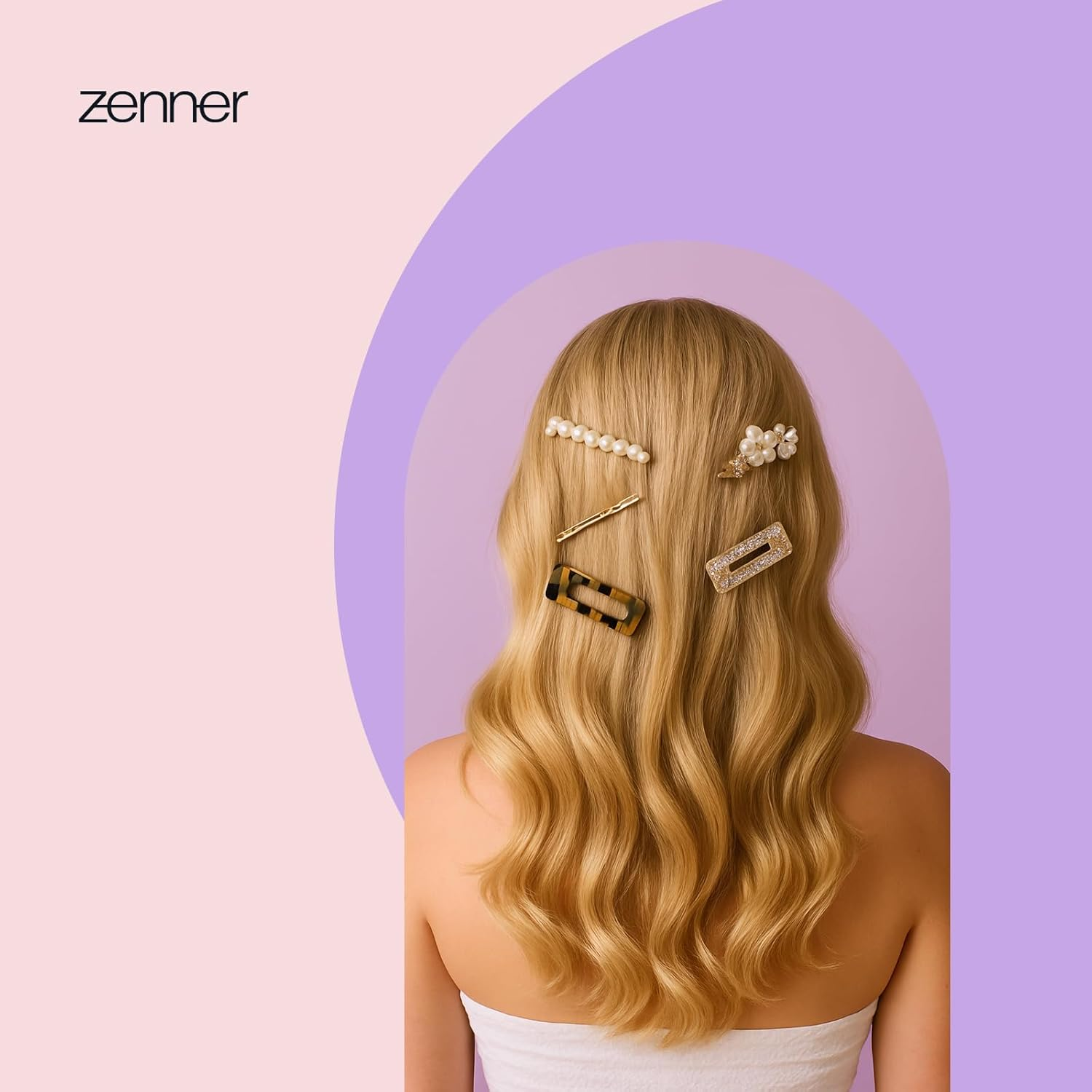 Zenner Marble Gold Hair Clip - Open Hair Clip with Curved Shape & Secure Hold - Stylish Marble Finish with Gold Accents - Comfortable Grip for Elegant or Casual Styles image number 3