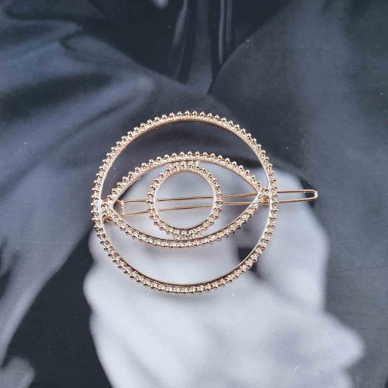 Yheakne Vintage Evil Eye Hair Clip Geometric Hair Clip Gold round Hair Clip Pin Hollow Eye Head Clip Decorative Headwear Hair Accessories for Women and Girls (Gold) - Gold image number 4