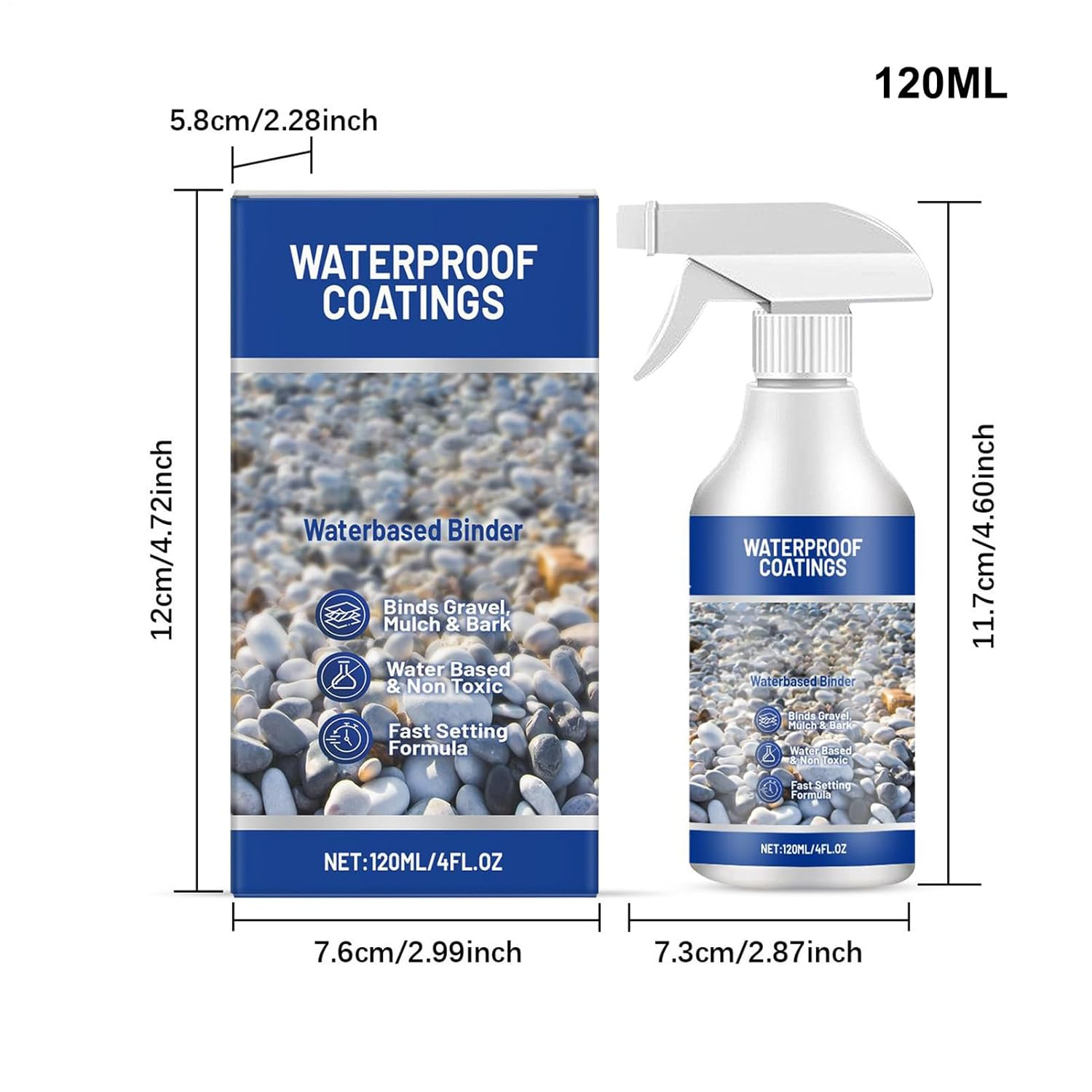 Mulch Glue,Easy Hold Rock Glue | Sealer Spray Stabilizer Waterproof Fast Drying 120Ml for Outdoor Driveway Playground image number 3