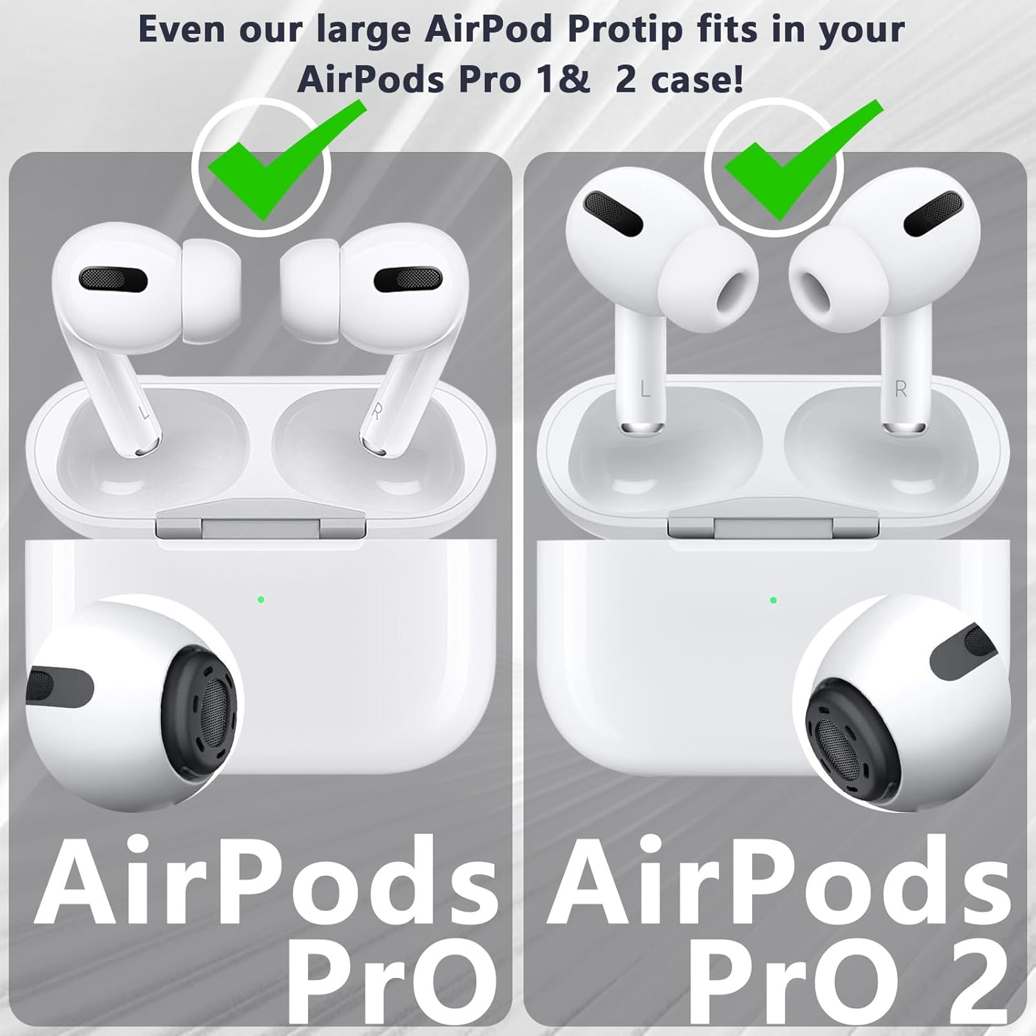 3 Pairs Replacement Ear Tips for Airpods Pro 1/2 with Portable Storage Case with Noise Reduction Holes，Anti-Slip Soft Silicone Earbud Tips for Airpods Pro，Different Sizes (S/M/L) image number 1