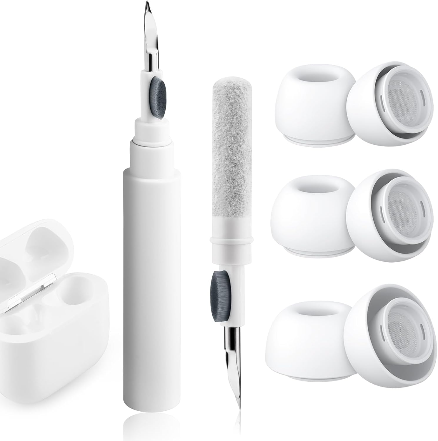 3 Pairs Replacement Ear Tips for Airpods Pro 2Nd &1St Generation with Noise Reduction Hole & Cleaner Kit, Silicone Ear Tips for Apple Airpods 2Nd/1St (White, S/M/L) image number 3