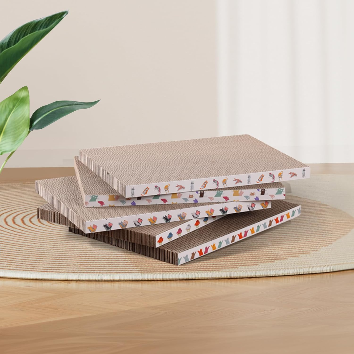 THFOPS Cat Scratcher Box, 5 in 1 Reversible Corrugated Scratching Boards, Indoor Cat Scratching Post, Replacement of Cat Bed image number 4