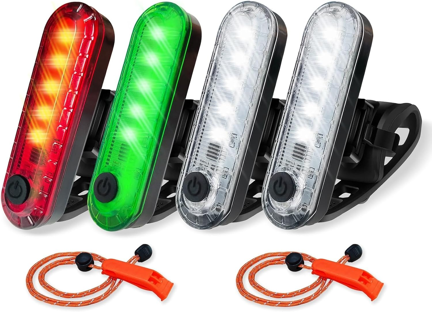 Amzonly LED Navigation Lights Kit for Boat Kayak, Stern Lights Battery Operated, 4Pack Rechargeable LED Lights for Night Kayaking, Bike Tail Light, 4 Light Mode Options, 2Pcs Safety Whistle Included