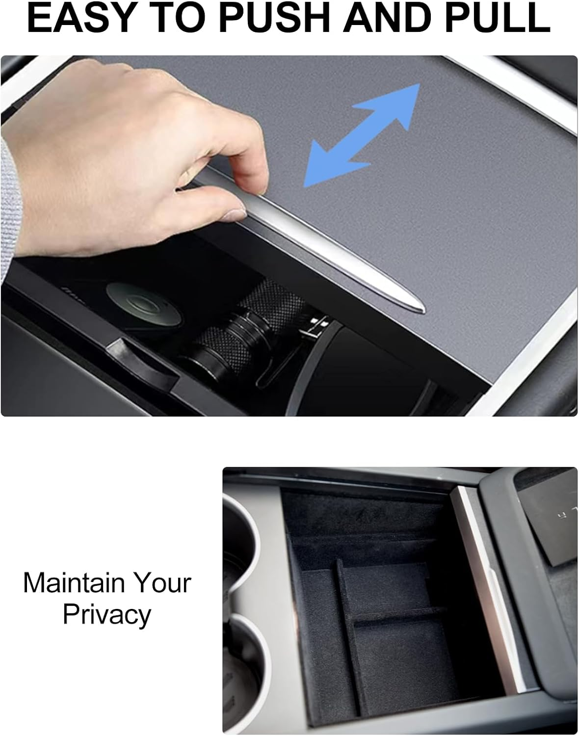 Center Console Organizer for Tesla Model 3 Highland 2025 2024 Model Y (Juniper) 2025 2026 Armrest Storage Box Holder Insert Tray Hidden Drawer Interior Accessories - Armrest Tray image number 5