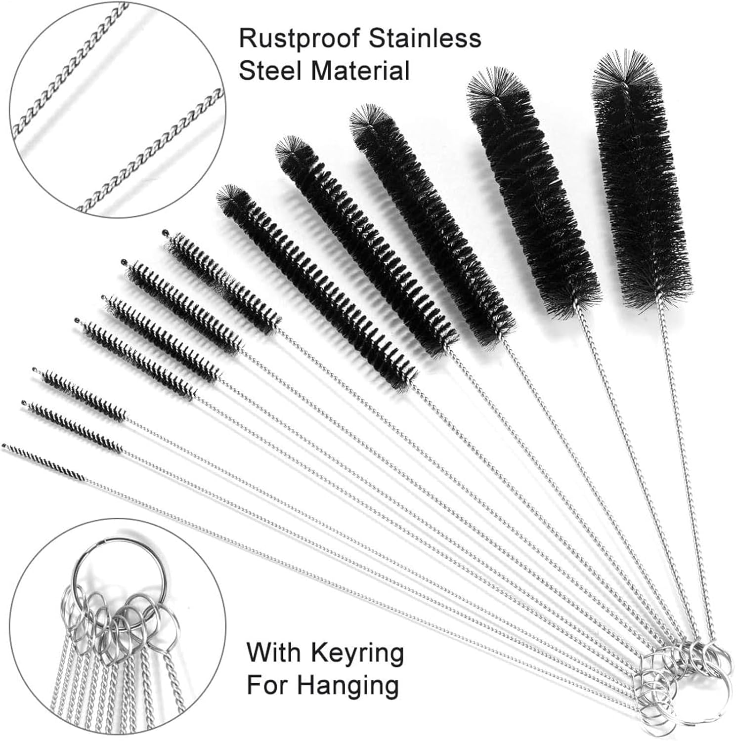 Cleaning Small Pipe 13Pcs Cleaner Brush Small Brush for Straws, Bottles, Pipes, Tubes, and Drains image number 4