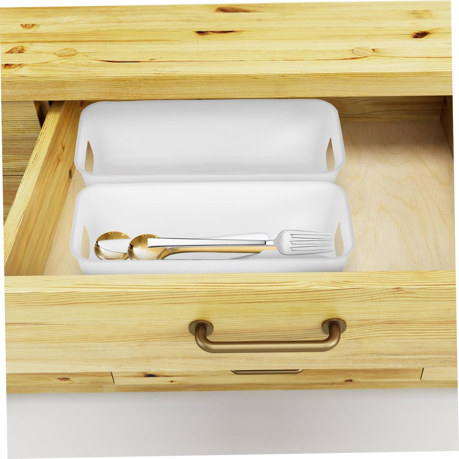 Thin Rectangular Storage Bins 8Pcs Plastic Organizers for Kitchen Pantry and Bathroom Shelves image number 3